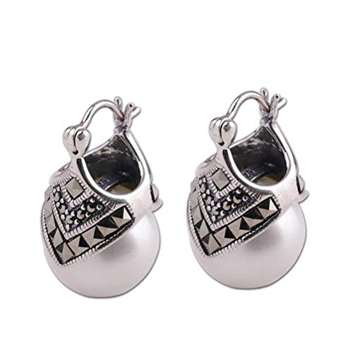 Ohrstecker für Frauen Thai Silber Handgemachte Ohrringe S925 Sterling Silber Schmuck Perle Ohrclip Ohrringe, GeRRiT, Perle, 925 Silber von GeRRiT