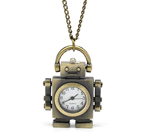 Papa Geschenk Kreative Bronze Halskette Kette Roboter Muster Taschenuhren Ton Frauen Männer Quarzuhr für Damen Frauen Herren Uhr 85 cm von GeRRiT