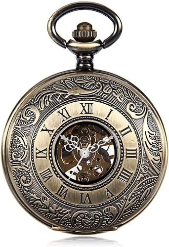 Retro-Taschenuhr, ausgehöhlte Uhr, Retro-Herren-Bronze-Mechanische Uhr, Mechanisch für Männer und Frauen (Farbe: Gold, von GeRRiT