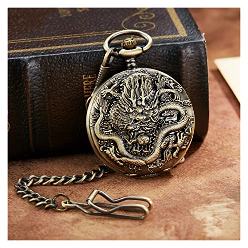 Retro mechanische Taschenuhr Dragon Play Ball Steampunk Handaufzug Flip Clock Taschenuhr mit Kette Geschenk von GeRRiT