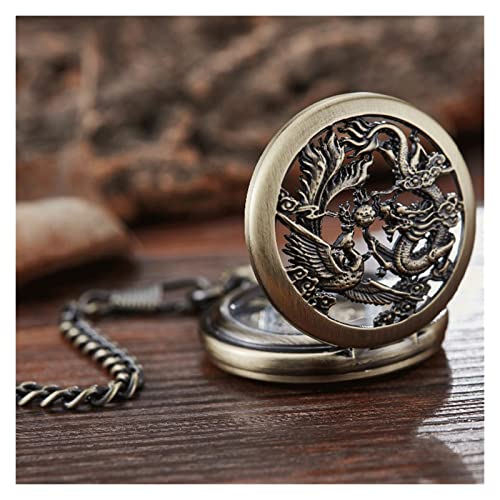 Retro mechanische Taschenuhr Dragon Play Ball Steampunk Handaufzug Flip Clock Taschenuhr mit Kette Geschenk von GeRRiT