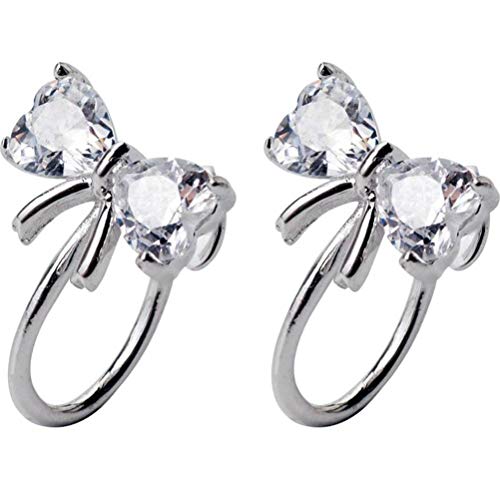 S925 Silber Bogen Ohr Clip Damen Koreanische Mode Süße und Süße Diamant Schmuck Ohne Pierced Ohrring Schmuck S925 Weiß Pilz Clip, GeRRiT, S925 Weiß von GeRRiT