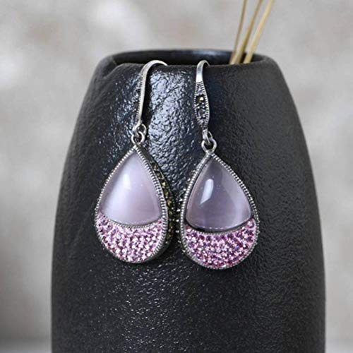 S925 Silber Mode Eingelegte Synthetische Opal Tropfen Ohrringe Weibliche Thai Silber Retro Silber Ohrringegrün, GeRRiT, Rosa von GeRRiT