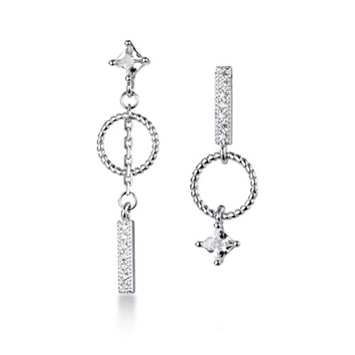 S925 Silber Mode Reihe Diamant ein Wort Twist Kleine Runde Ohrringe Kurze Asymmetrische Koreanische Ohrringe Silber, GeRRiT, Silber von GeRRiT