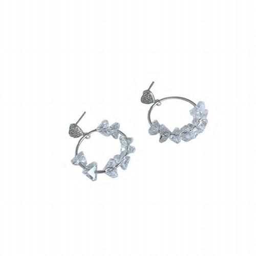 S925 Silber Ohrringe Micro Inlay Liebe Ohrringe Hängen Ring String Dreieck Kristall Weibliche Ohrringe, GeRRiT, Foto Farbe, 925er Silber von GeRRiT
