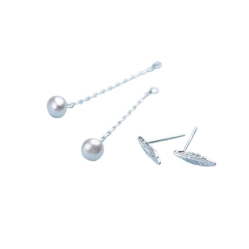 S925 Silber Ohrringe Weibliche Einfache Blätter Quaste Künstliche Perle Ohrringe Ohrschmuck, GeRRiT, Silber, 925er Silber von GeRRiT