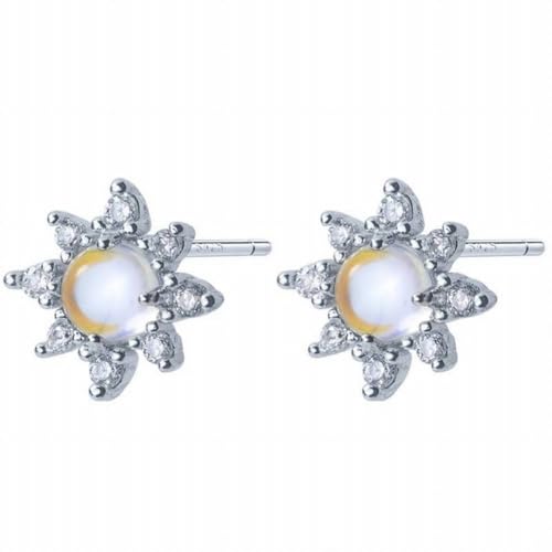 S925 Silber Ohrringe Weibliche Mode Diamant Sun Ray Ohrringe Temperament Moonlight Stein Ohrschmuck Weiblich, GeRRiT, S925 silver earrings, 925 silver von GeRRiT