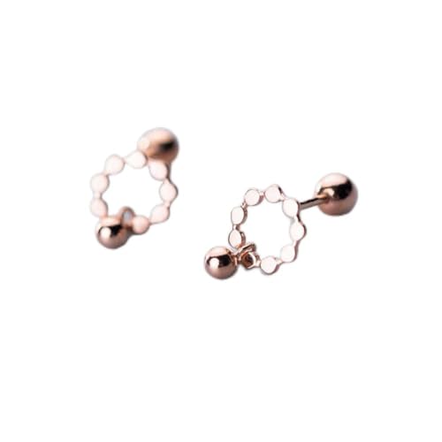 S925 Silber Ohrringe Weibliche Mode Temperament Glatte Ring Licht Perlen Ohrringe Süße Temperament Ohrringe, GeRRiT, Gold & Rose, 925er Silber von GeRRiT