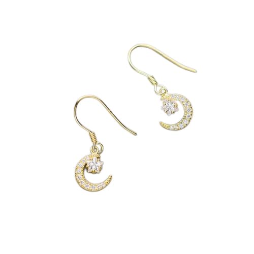 S925 Silber Ohrringe Weibliche Mode Voller Diamanten Sterne Mond Ohrringe Temperament Persönlichkeit Ohrschmuck Weiblich, GeRRiT, Gold, 925 silver von GeRRiT