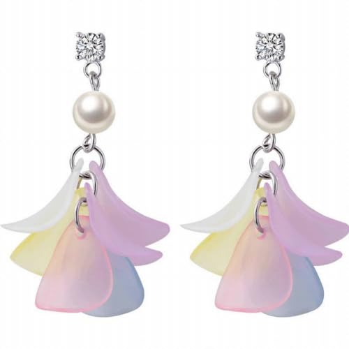 S925 Silber Ohrringe Weiblichen Wald Stil Farbe Shell Blume Ohrringe Süße Perle Ohrringe Ohrschmuck, GeRRiT, Silber von GeRRiT