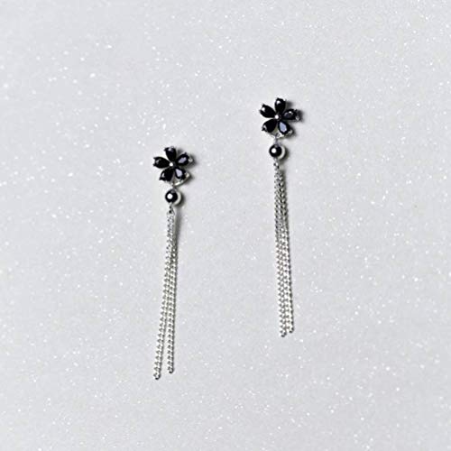 S925 Silberohrringe Damen Korea Kleine Frische Diamantblume Quaste Ohrringe Niedlichen Fünf Blumenohrschmuckblack Diamond Style, GeRRiT, Black Diamond Style, 925 Silber von GeRRiT