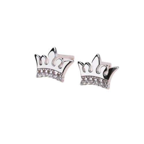 S925 Sterling Silber Krone Eingelegte Ohrringe, Modische und Vielseitige Silber Ohrringe, GeRRiT, Weiß von GeRRiT