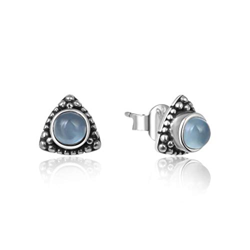 S925 Sterling Silber Retro Runde Aquamarin Ohrringe Weibliches Temperament Retro Einfache Ohrringe Passend zu Allen Trend Ohrringen Frauenblau, GeRRiT, Blau von GeRRiT