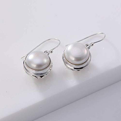S925 Sterling Silber Schwarz-Weiß-Perlenohrringe Ohrhaken Mode Einfache Temperament Ohrschmuck Weibliche Ohrringeweiß, GeRRiT, Weiß von GeRRiT