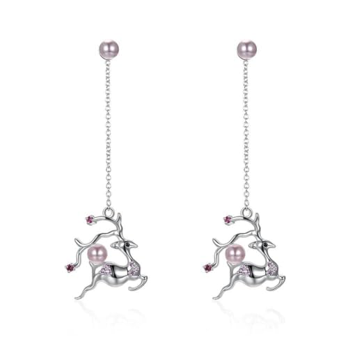 S925 Sterling Silber Weihnachten Sikawild Perle Persönlichkeit Ohrringe, GeRRiT, Pink & Platin von GeRRiT