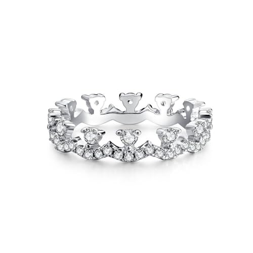 S925 Sterling Silber gestapelter Spitzenring Damen schlichtes Volldiamant-Zirkon-Ring-Armband (Color : White-CBJZ094_No.8) von GeRRiT