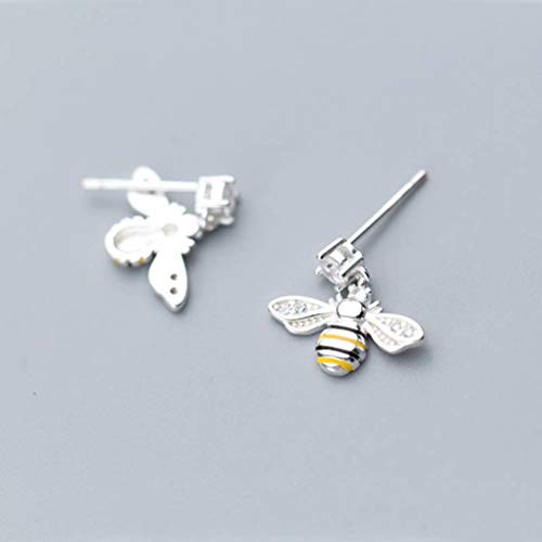 S925 Weiße Ohrringe Weibliche Koreanische Art Mori Stil Kunststil Diamant Biene Ohrringe Niedliche Insekten Silber, GeRRiT, Silber von GeRRiT
