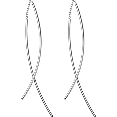 S925 Weiße Pilzlinie Weibliche Koreanische Art Einfache Wort Lange Ohrlinie Mode Geometrische Welle Silber, GeRRiT, Silber von GeRRiT