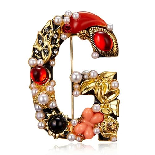 Vintage Perlen-Buchstaben-Brosche, Initial-Alphabet -Broschen für Frauen, Verlobung, Hochzeitskleid, Jahrestagsgeschenk von GeRRiT