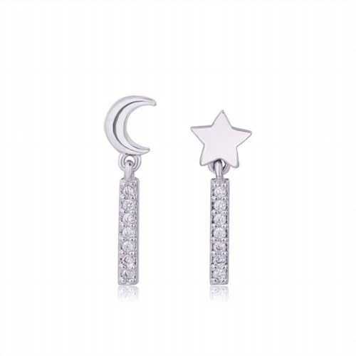 Wort Diamant Stern S925 Sterling Silber Ohrringe Asymmetrische Ohrringe Persönlichkeit Einfache Student Ohrringe Weiblich, GeRRiT, Gold, 925er Silber von GeRRiT