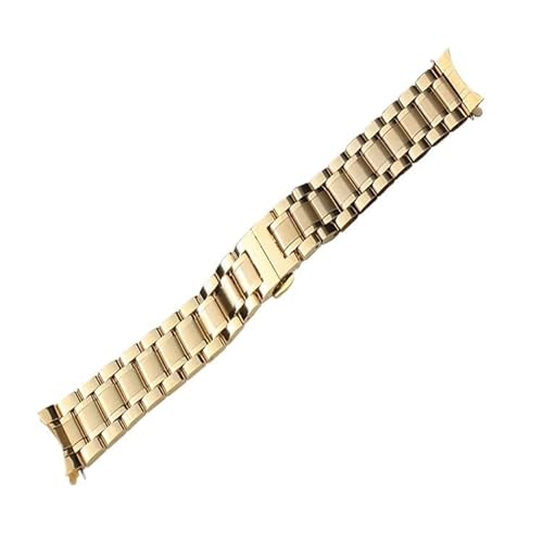 GeRnie 12 14 15 16 17 18mm 19 20 21 22mm 23 24mm Uhrenarmband 2 in 1 gebogenes Ende flach gebogenes Ende Edelstahl Uhrenarmband Metall Uhrenarmband, Gold, 18mm, Rucksäcke von GeRnie