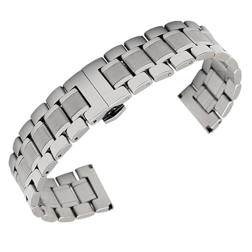 GeRnie 12 14 15 16 17 18mm 19 20 21 22mm 23 24mm Uhrenarmband 2 in 1 gebogenes Ende flach gebogenes Ende Edelstahl Uhrenarmband Metall Uhrenarmband, silberfarben, 16mm, Rucksäcke von GeRnie