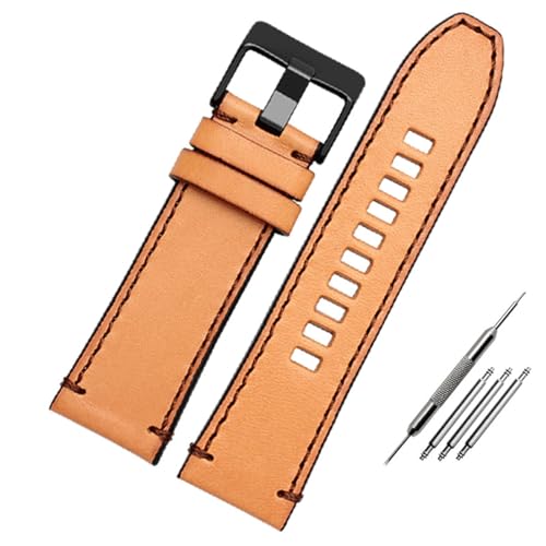 GeRnie Armband aus echtem Leder, 26 mm, 28 mm, Uhrenarmband, 24 mm Uhrenarmband (Color : Brown black B, Size : 22mm) von GeRnie