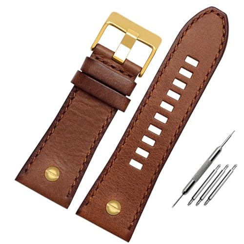 GeRnie Armband aus echtem Leder, 26 mm, 28 mm, Uhrenarmband, 24 mm Uhrenarmband (Color : Brown rose, Size : 26mm) von GeRnie