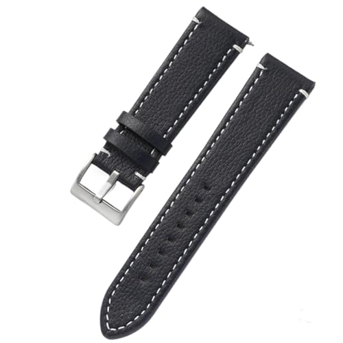 GeRnie Double-sided Leather 18mm 20mm 22mm 24mm Watchband Quick Release Watch Band Strap Men Women Yellow Red Black Watch Accessories (Color : Black, Size : 24mm) von GeRnie