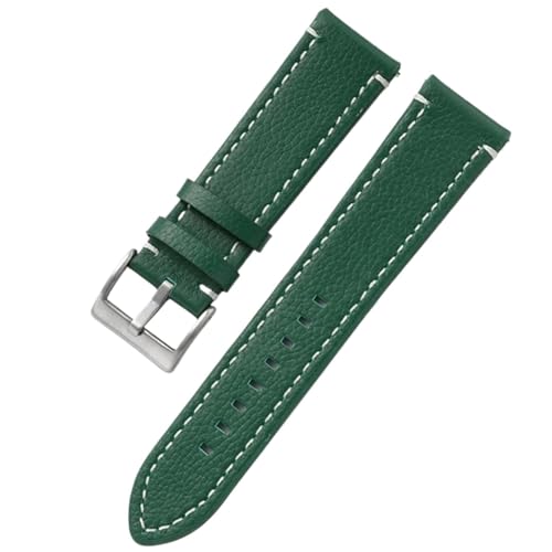 GeRnie Double-sided Leather 18mm 20mm 22mm 24mm Watchband Quick Release Watch Band Strap Men Women Yellow Red Black Watch Accessories (Color : Green, Size : 20mm) von GeRnie