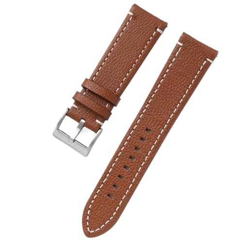 GeRnie Doppelseitiges Leder 18mm 20mm 22mm 24mm Armband Schnellverschluss Uhrenarmband Herren Damen Gelb Rot Schwarz Uhrenzubehör (Color : Light brown, Size : 20mm) von GeRnie