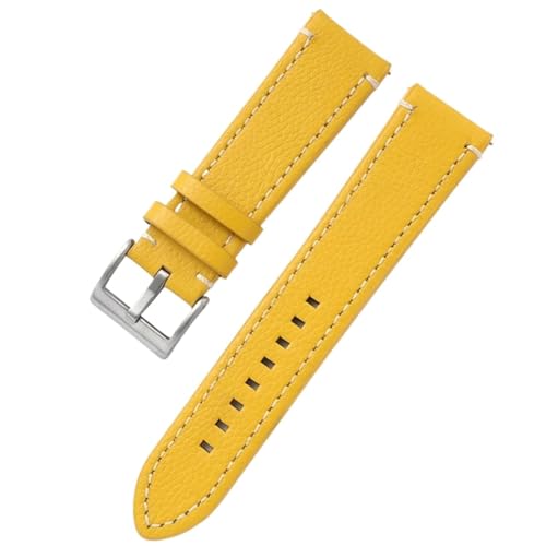 GeRnie Double-sided Leather 18mm 20mm 22mm 24mm Watchband Quick Release Watch Band Strap Men Women Yellow Red Black Watch Accessories (Color : Yellow, Size : 24mm) von GeRnie