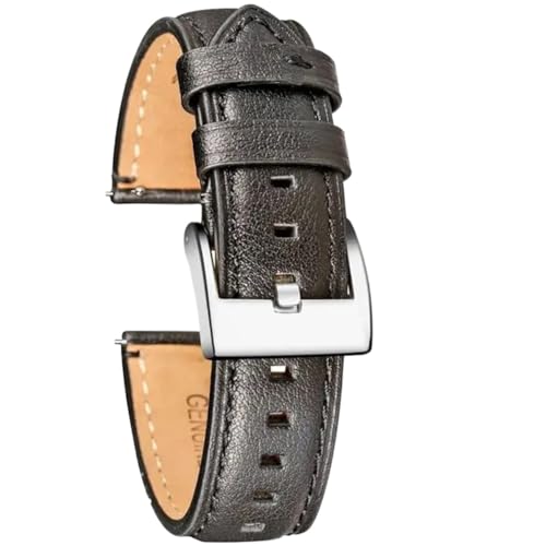 GeRnie Echtleder-Uhrenarmbänder for Herren und Damen, Schnellverschluss, handgefertigt, Vintage-Rindsleder-Uhrenarmband, 18 mm, 20 mm, 22 mm, 24 mm (Color : 103Black, Size : 22mm) von GeRnie