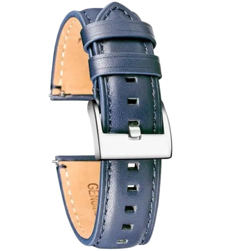 GeRnie Echtleder-Uhrenarmbänder for Herren und Damen, Schnellverschluss, handgefertigt, Vintage-Rindsleder-Uhrenarmband, 18 mm, 20 mm, 22 mm, 24 mm (Color : 103Blue, Size : 18mm) von GeRnie