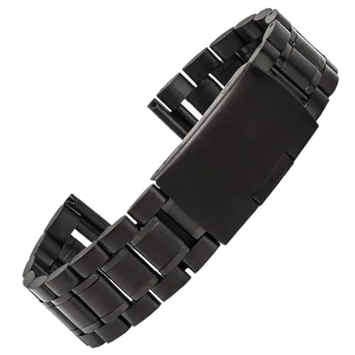 GeRnie Edelstahl Metall Uhrenarmband 14mm 16mm 18mm 19mm 20mm 21mm 22mm 24mm 26mm Uhrenarmband 5 Perlen Armband Armband Gürtel (Color : Black, Size : 22mm) von GeRnie