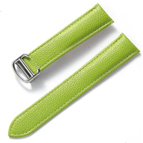 GeRnie Ersatz-Armband aus weichem Litschi-Leder mit Faltschließe for Herren und Damen, Uhrenzubehör (Color : Apple green, Size : 15mm) von GeRnie