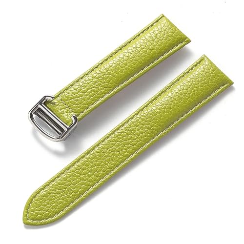 GeRnie Ersatz-Armband aus weichem Litschi-Leder mit Faltschließe for Herren und Damen, Uhrenzubehör (Color : Light green, Size : 14mm) von GeRnie