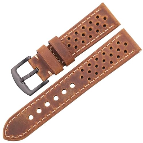 GeRnie Genuine Leather Watch Bands 20mm 22mm Women Men (Color : Brown Black Clasp, Size : 20mm) von GeRnie