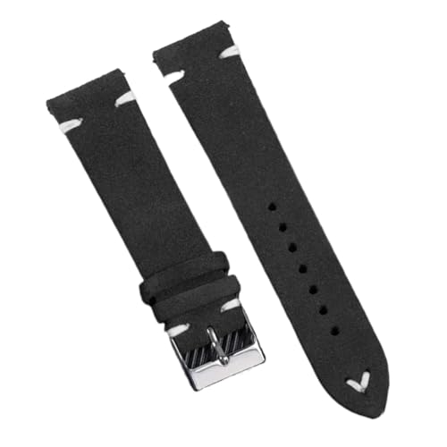 GeRnie Echtes Wildleder Armband for 18/20/22mm Quick Release Vintage Armband Soft Strap Männer Zubehör Ersatz (Color : Black-White, Size : 18mm) von GeRnie