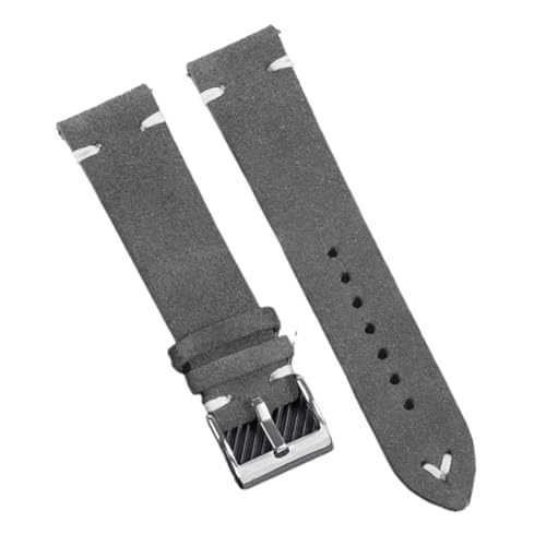 GeRnie Echtes Wildleder Armband for 18/20/22mm Quick Release Vintage Armband Soft Strap Männer Zubehör Ersatz (Color : Grey-White, Size : 18mm) von GeRnie
