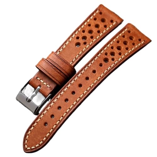 GeRnie Handgefertigtes Uhrenarmband aus Rindsleder, 18, 20, 21, 22 mm, grün, braun, grau, ultradünnes Herren-Uhrenarmband aus echtem Leder (Color : Brown, Size : 18mm) von GeRnie