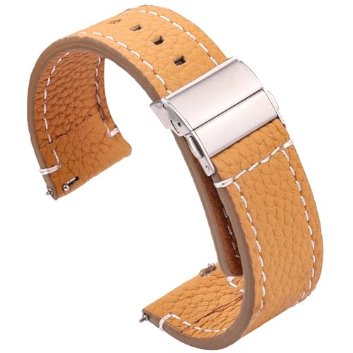 GeRnie Soft Genuine Leather Smart Watch Band 18 20 22 24mm Women Men Cowhide Strap Brown Black Quick Release Watchband Bracelet (Color : Brown, Size : 22mm) von GeRnie