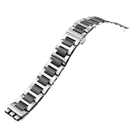 GeRnie Uhr Zubehör gemacht für Uhrenarmband aus massivem Edelstahl versilbert Metallarmband für Männer/Frauen auf Lager, 02 - Silber / Schwarz, 19mm, Rucksäcke von GeRnie