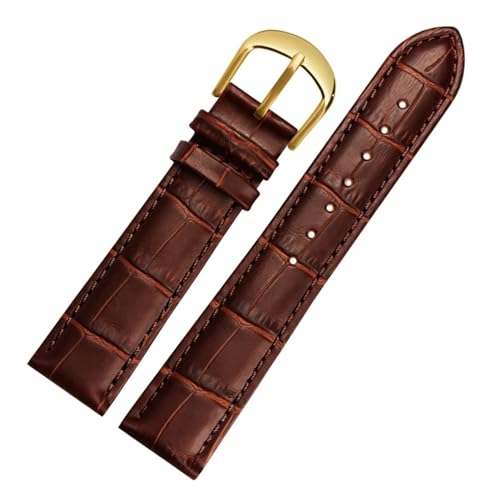 GeRnie Uhrenarmband, Gürtel, Damenuhrenarmbänder, echtes Lederarmband, Uhrenarmband, 10, 12, 14, 16, 18, 20, 22 mm, mehrfarbige Uhrenarmbänder (Color : Brown gold, Size : 12mm) von GeRnie