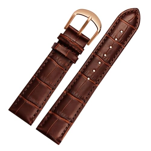 GeRnie Uhrenarmband, Gürtel, Damenuhrenarmbänder, echtes Lederarmband, Uhrenarmband, 10, 12, 14, 16, 18, 20, 22 mm, mehrfarbige Uhrenarmbänder (Color : Brown rosegold, Size : 12mm) von GeRnie