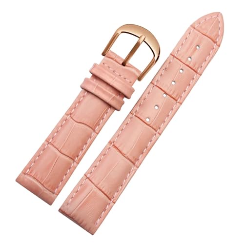 GeRnie Uhrenarmband, Gürtel, Damenuhrenarmbänder, echtes Lederarmband, Uhrenarmband, 10, 12, 14, 16, 18, 20, 22 mm, mehrfarbige Uhrenarmbänder (Color : Pink rosegold, Size : 12mm) von GeRnie