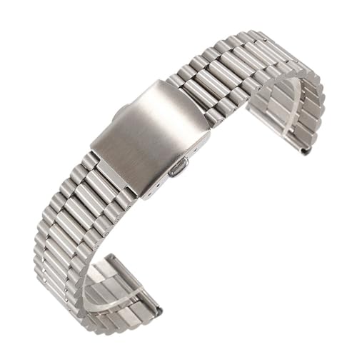 GeRnie Uhrenarmband Edelstahl 12mm 14mm 16mm 18mm 20mm Slim Link 3 Reihen Ersatzband für Uhren Uhrenarmband mit Federstege, silberfarben, 14mm, Rucksäcke von GeRnie