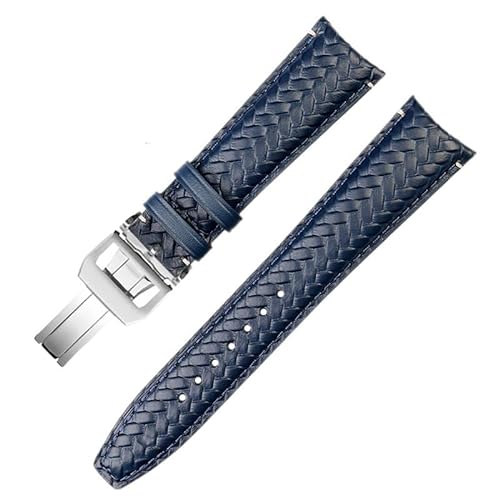 GeRnie Uhrenarmband aus Rindsleder, gewebt, für IW344205, mit Faltschließe, 22 mm, Blau und Schwarz, Blau-Silber B, 20mm, Rucksäcke von GeRnie