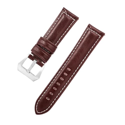 GeRnie Vintage Leder Uhrenarmbänder 7 Farben Gürtel 18mm 20mm 22mm 24mm Frauen Männer Öl Wachs Leder uhr Band Strap Uhr Zubehör (Color : Maroon, Size : 18mm) von GeRnie