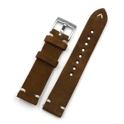 GeRnie Vintage Suede Watch Strap 18mm 20mm 22mm 24mm Handmade Leather Watchband Replacement Tan Gray Beige Color For Men Women Watches (Color : Coffee, Size : 18mm) von GeRnie